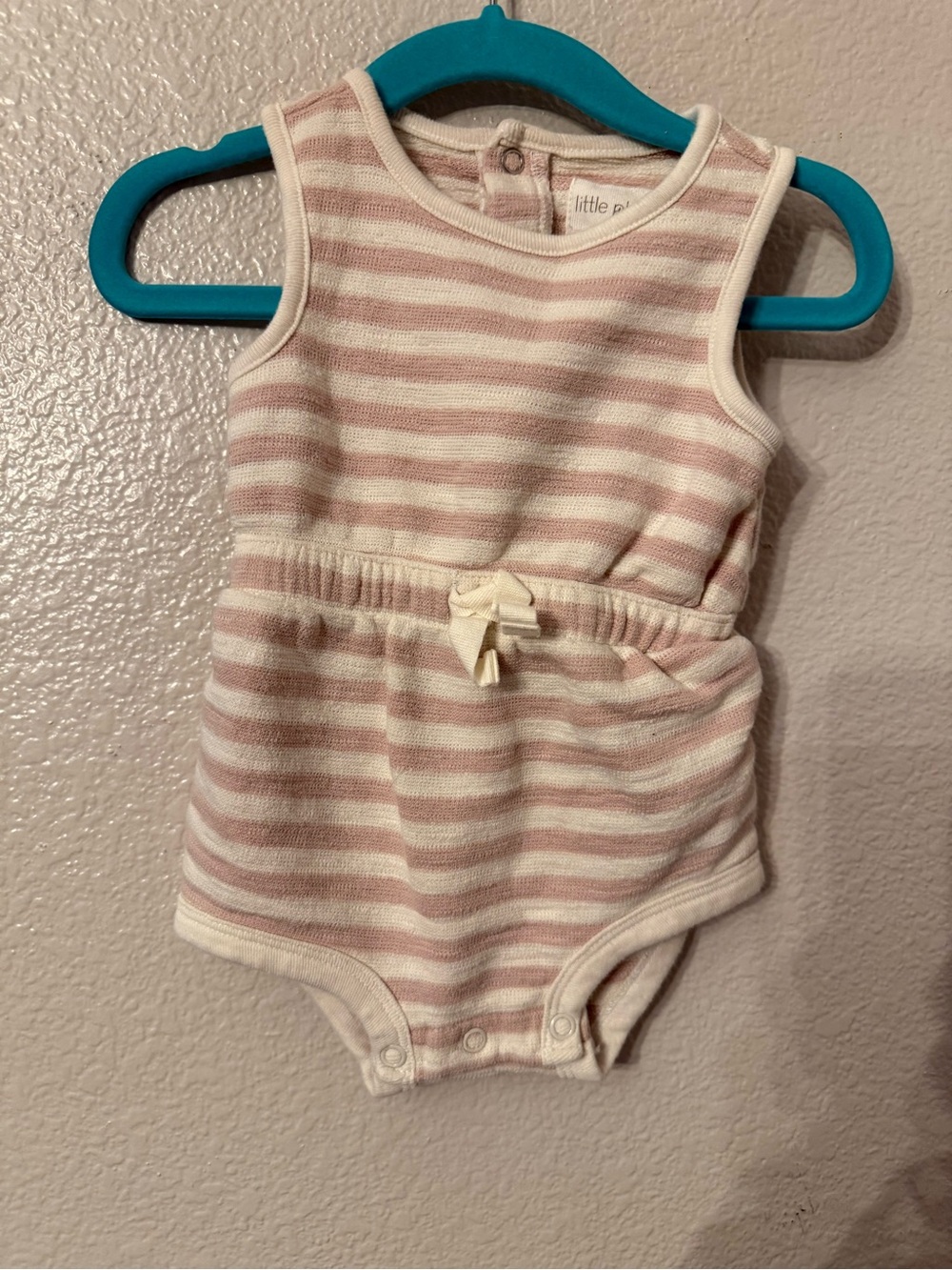 Little Me Cream & Pink Striped Sleeveless Baby One-Piece